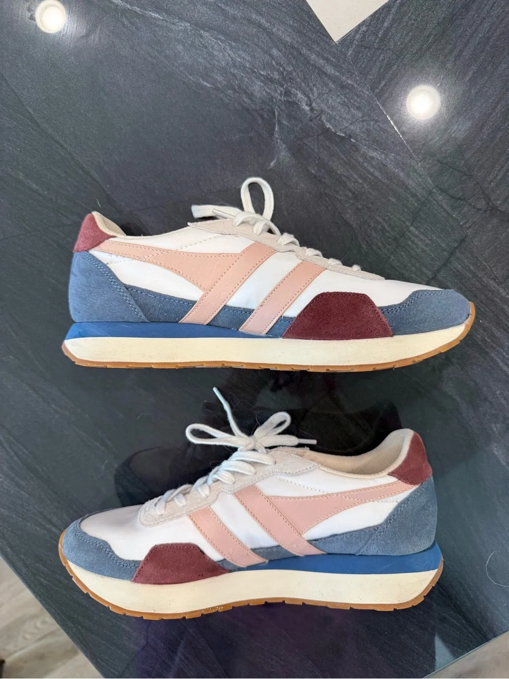 Gola White Sneakers with Pink, Blue and Burgundy Accents - Picture 3 of 9